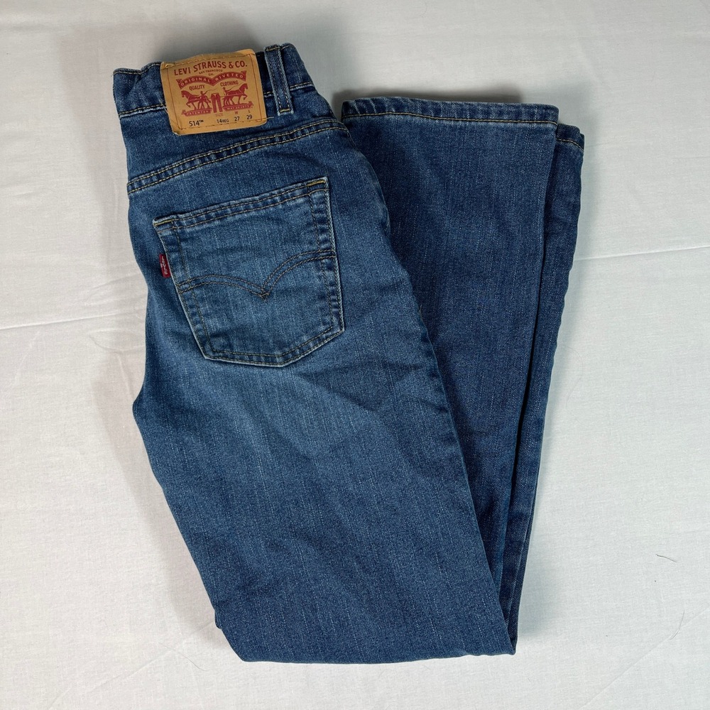 Levi's 514 Straight Jeans Kids 14 Regular Blue Excellent Performance Stretch
